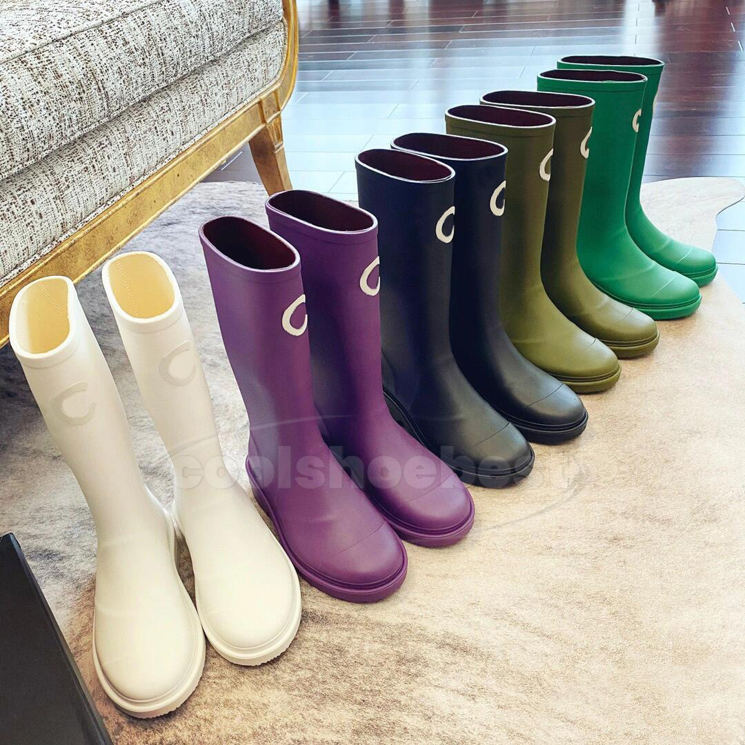 Rain Boots Season Proof Water Women's Knee Boot Medium Tube Thick Bottom Chimney British Style Shoes Size 35-40