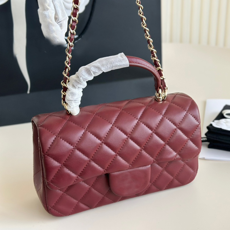 23b Luxury Handbag Cf Designer Womens Shoulder Bag 20cm Leather Ringer Flap Gold Hardware Metal Buckle Luxury Handbag Matelasse Chain Crossbody Bags Makeup Sacoche