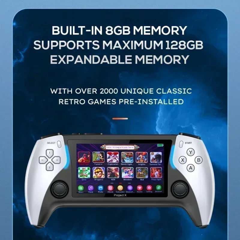 128G 40000+Games NEW Project X Portable Pocket Video Game Console 4.3 IPS Sn port PS1 Retro Gaming Dual Speaker StereoXJ241204