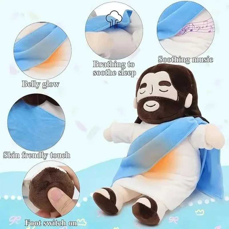 38CM Breathing Jesus Plush Toy Baby Soothing Jesus Doll Four-gear Adjustment Children Sleep Music Companion Kids Christmas GiftsXJ241204
