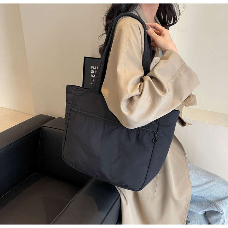 New Tote Female Students Shoulder Handbag Simple Nylon Fabric Large Capacity Bag