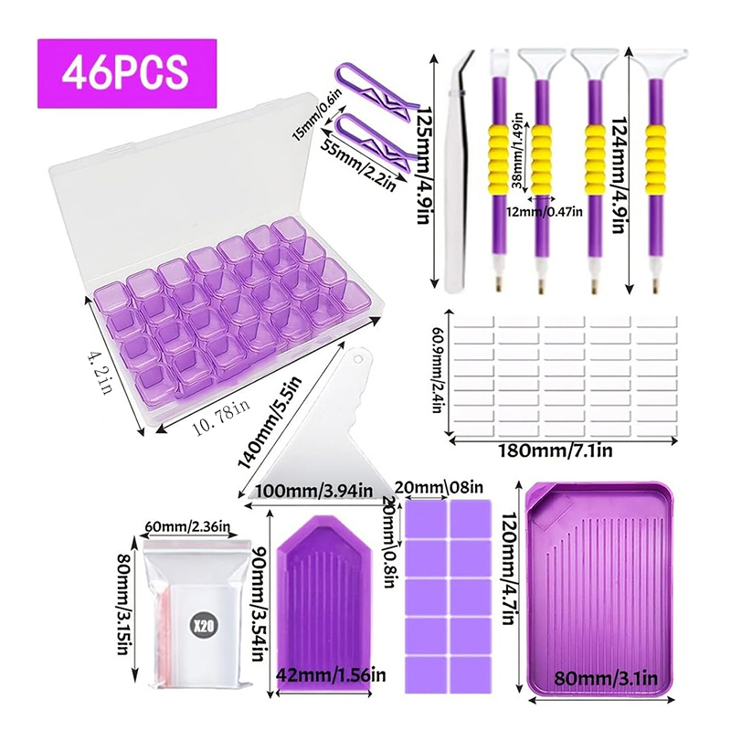 28 Grid Jewelry Storage Box Diamond Painting Nail Tools Loose Beads Transparent Storage Box wholesale