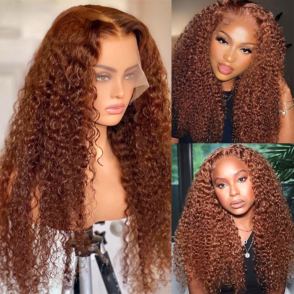 13x4 Deep Wave Lace Front Brazilian Kinky Curly Highilght Blonde Colored Simulation Human hair Wig cheaper Synthetic Heat Resistant Wig For Women Body