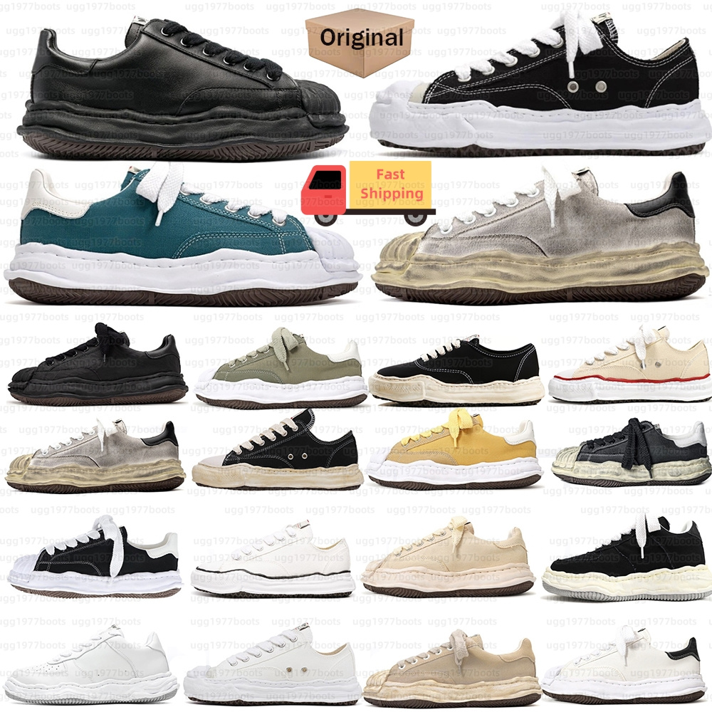 Designer Sneakers Women Men Loafers Mens Shoes With Box OG Sole Canvas Dissolved Shoes Men and Women Thick soled Raw selvedge canvas board shoes Big Size 35-46