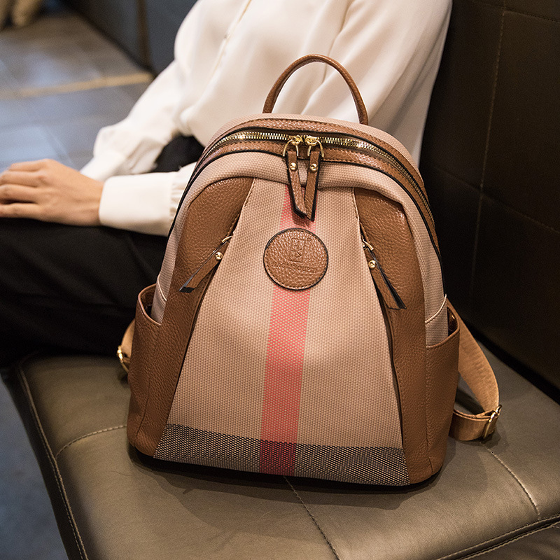 New trend French plaid printed backpack designer multifunctional casual women s backpack trendy leisure crossbody bag