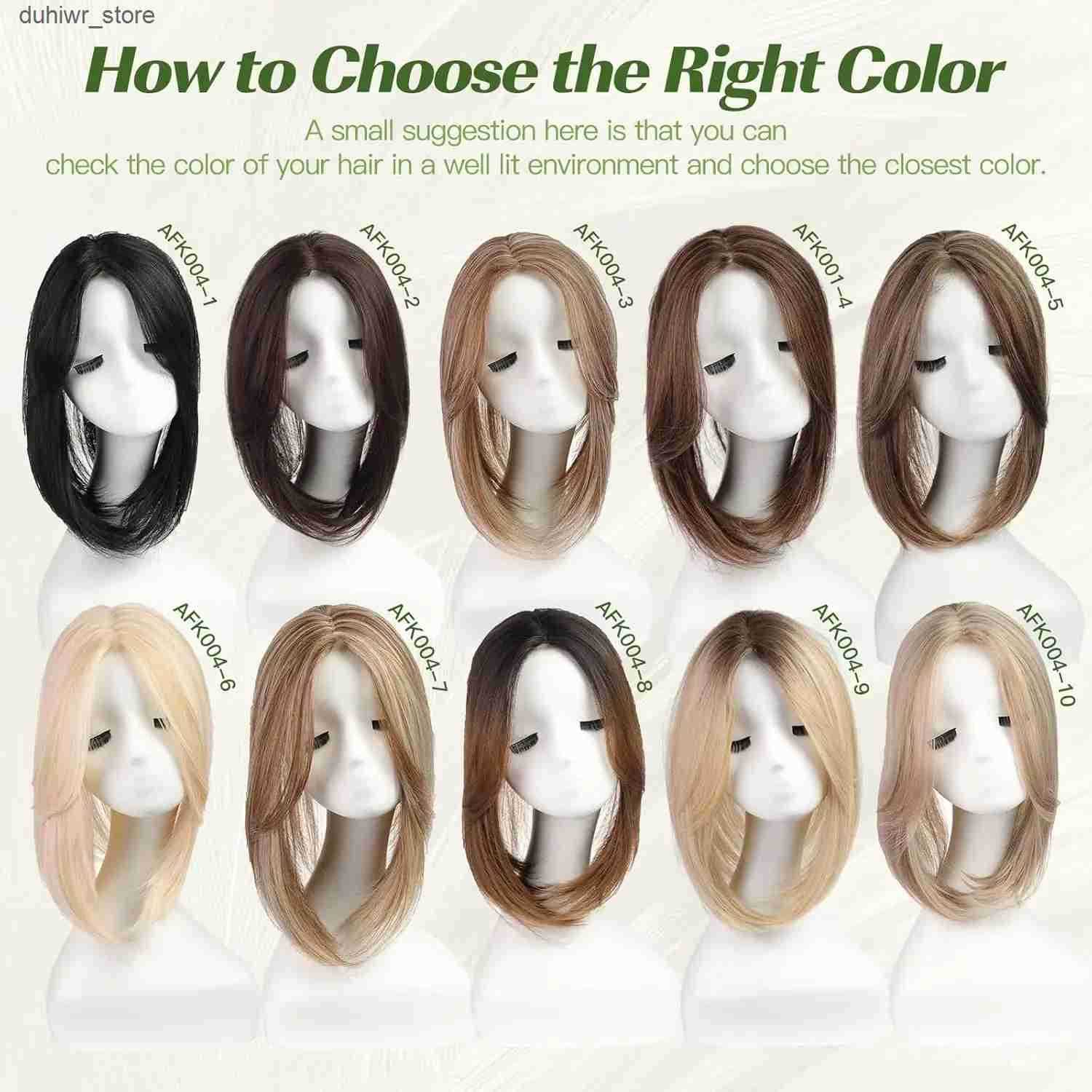 Hair Wefts Brown Highlight Layered Hair Toppers Clip in Synthetic Hair Topper for Thin Hair Swiss Base Natural Daily Use High Temperature J241204