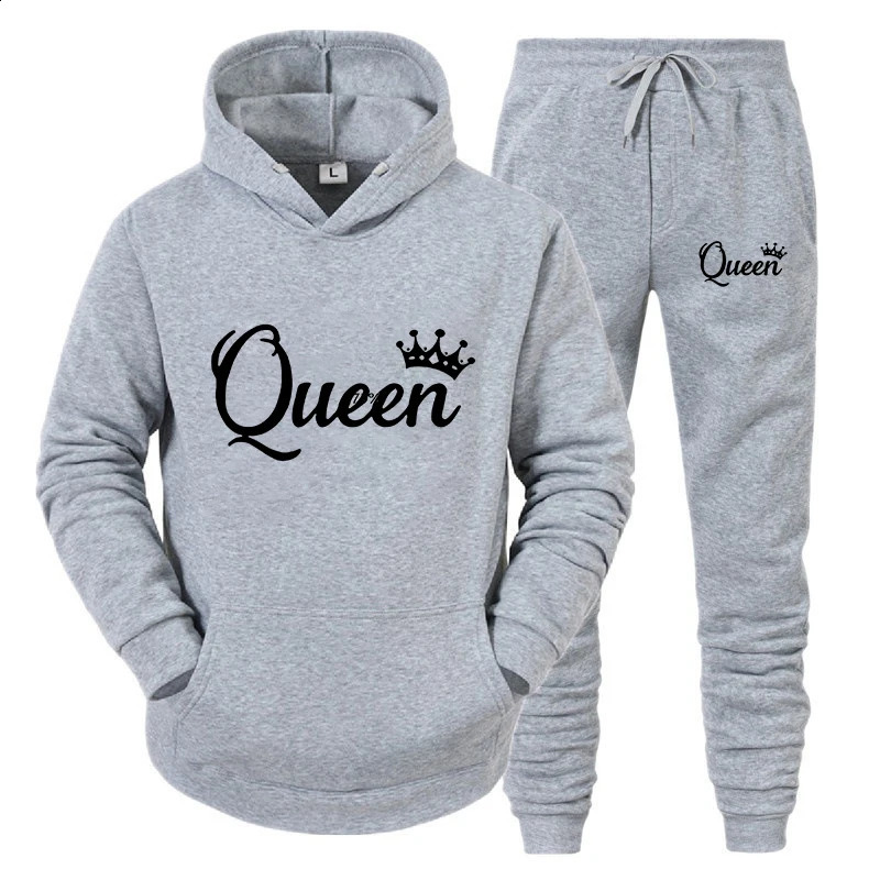 Y2k Style Long Sleeve Hoodie Set for Women Couple Sweaters Hoodie Trends Couple Hoodies Tracksuit Queen King Printed Fashion 241203