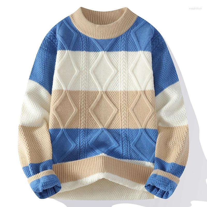 Mens Sweaters 2024 Fall Winter High End Argyle Plaid Sweater Men Korean Style Mens Christmas Jumper Cashmere Pullover S251110