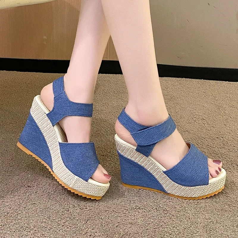 High-heeled Wedge Platform Fish Mouth 2024 Womens Peep Toe Sandals Womens Shoes Comfort Summer er Shoes 241204