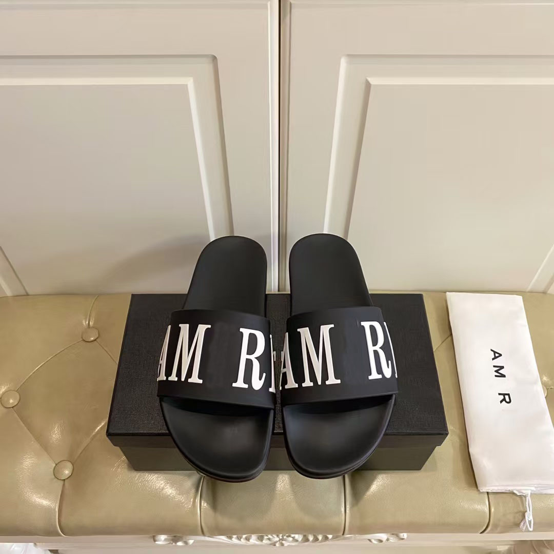 Paris Luxury Designer Shoes Men's large size Wide Flat slippers Printed letter Beach AMR Sandals Women's Summer Beach slippers Men's and women's slippers size 36-46