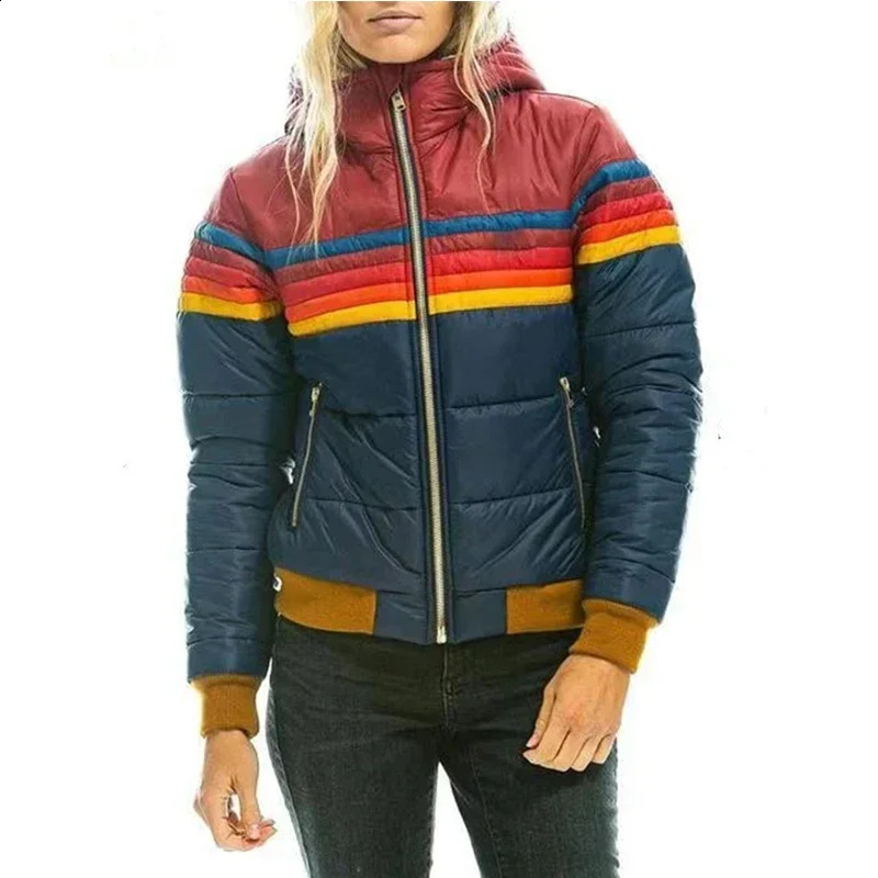 Womens Cotton Coat Casual Hooded Print Short Jacket Women 241203