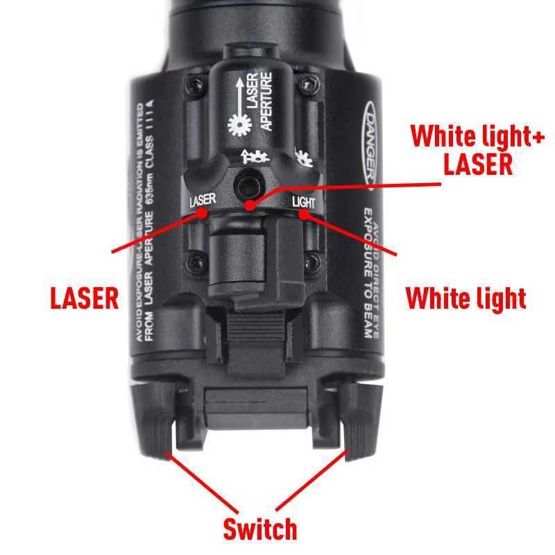 Surefir X400 tactical air gun hanging weapon reconnaissance light 600 lumens LED pistol flashlight with green and red laser indicators X300W241227