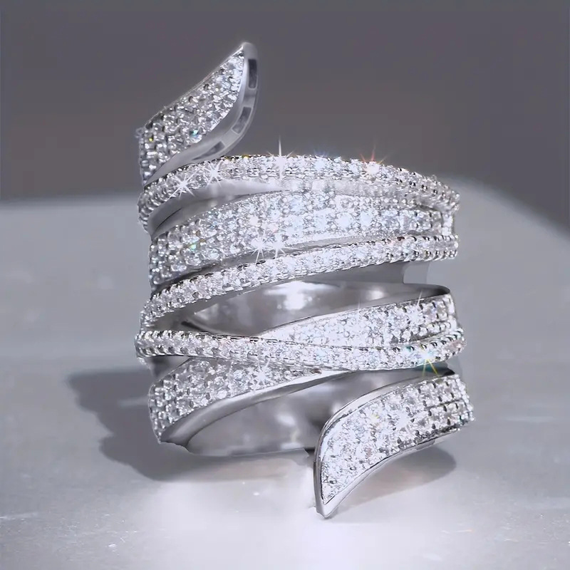 Brand Wedding Rings Luxury Jewelry 925 Sterling Silver Pave White Sapphire CZ Diamond Party Eternity Elegant Gorgeous Women Cross Engagement Designer 