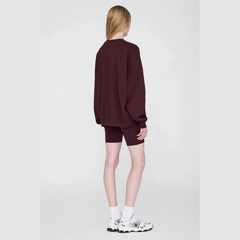 24 New Winter North American Niche AB Hand Special Embroidered Veet Wine Red Loose Women's Crew-Neck Sweater