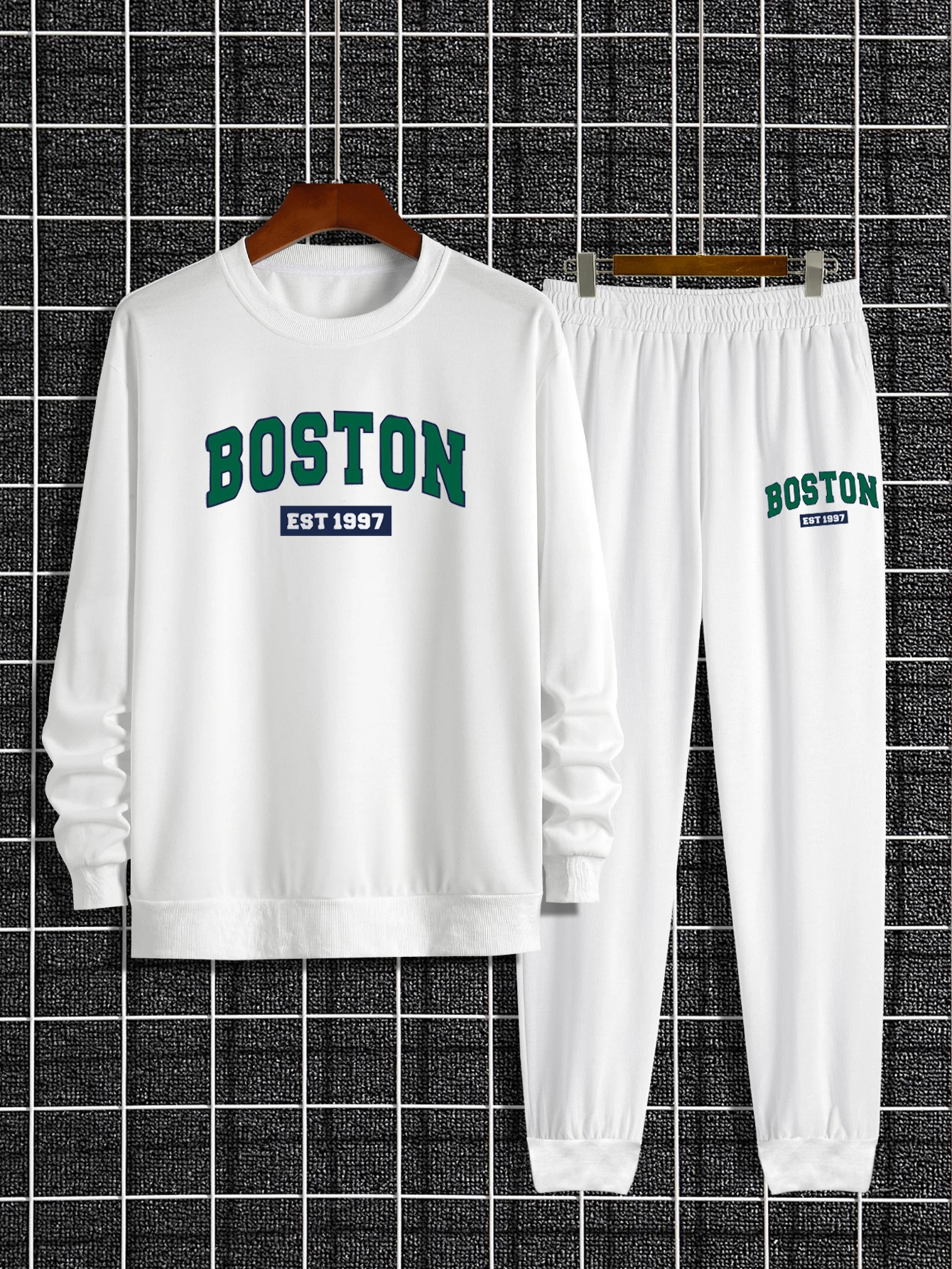 Trendy Hoodie Mens Casual Set Sweater Trouser Printed Versatile Long Sleeve Sweater Mens Sportswear 241203