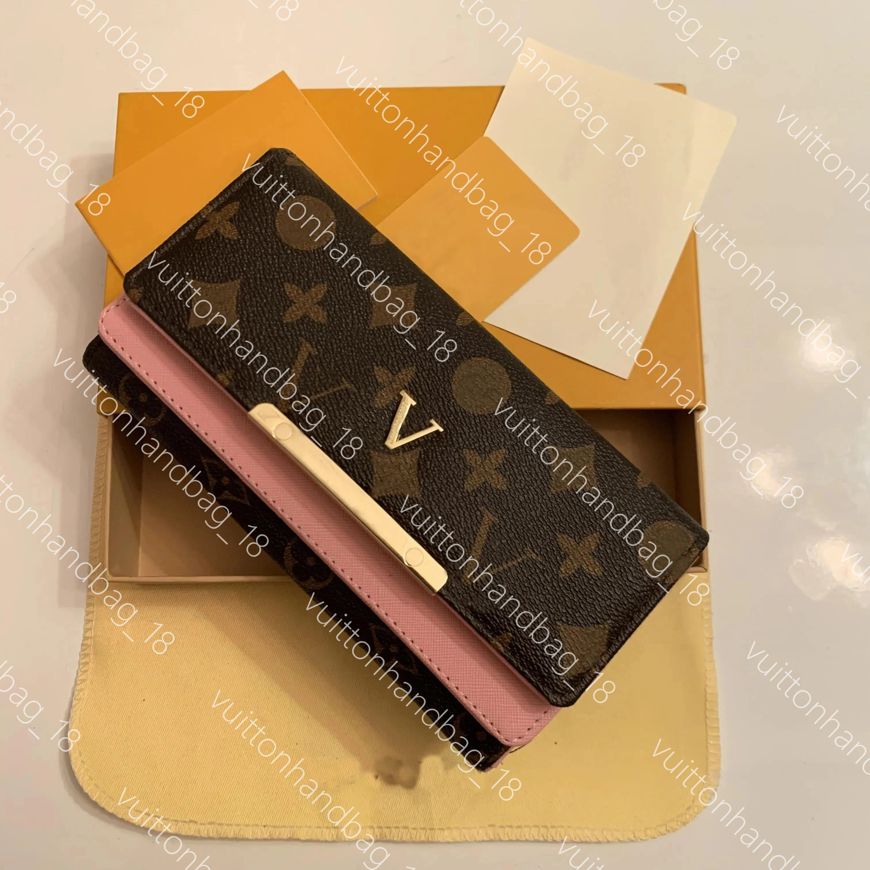 High quality woman long wallet women purse box slender coin wallets sarah flower fashion Crossbody Bag With Box