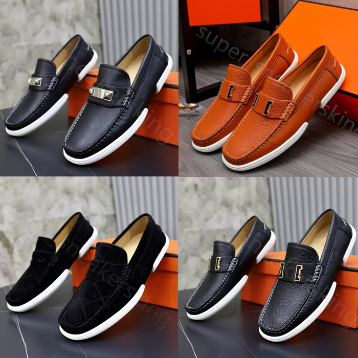 Designer Men Dress Shoes Genuine Leather suede Metal buckle Luxury Brand Mens Loafers Moccasins Breathable Casual Shoes Driving Shoe With box size 38-46