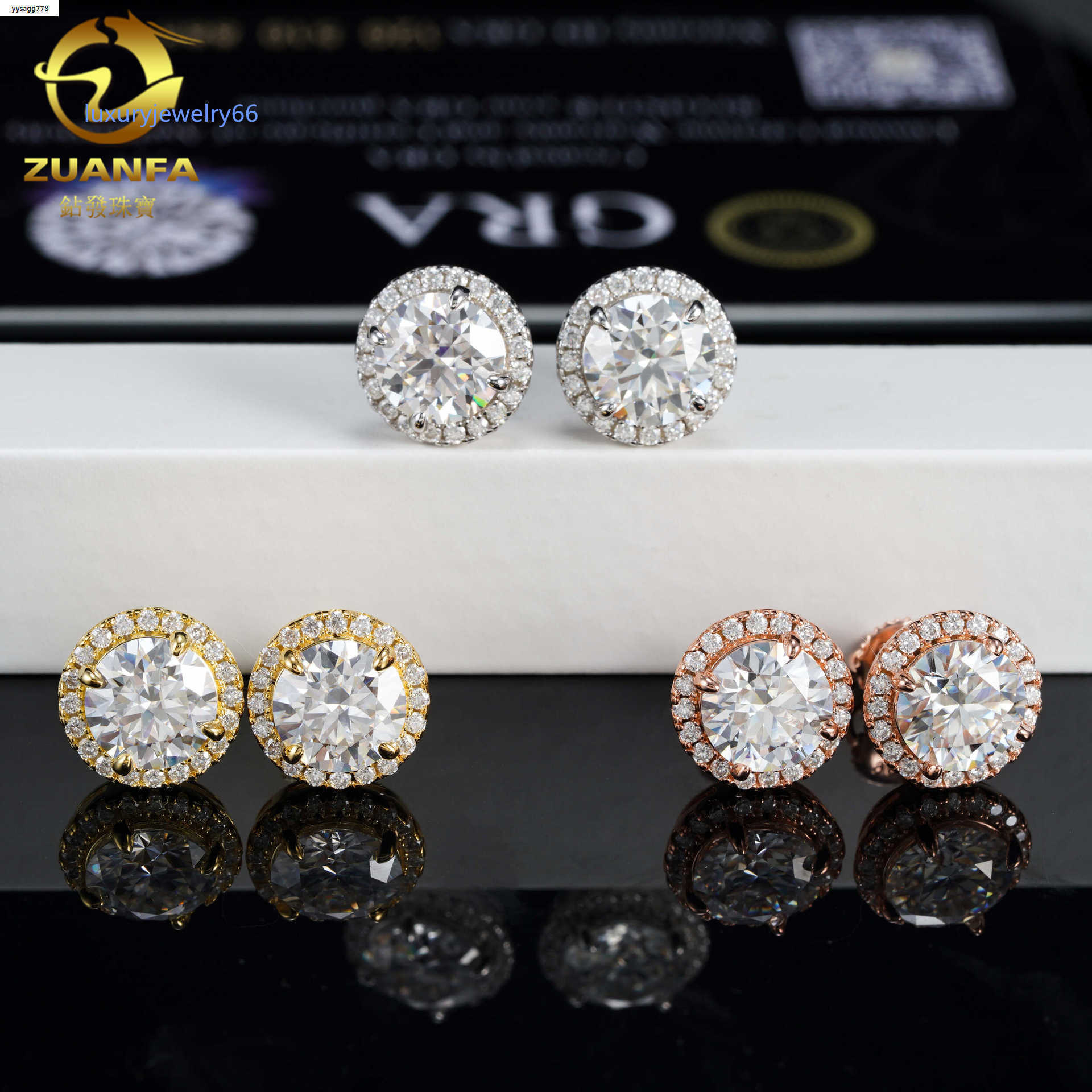 2022s925 pure silver earrings 8.0mm Mozambique VVS mens and womens classic earrings