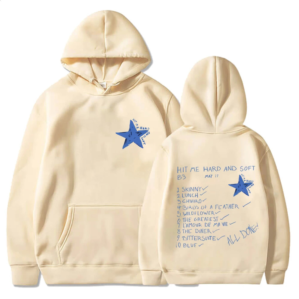 Hit Me Hard and Soft Tour Hoodies Hip Hop Hooded Sweatshirts Men Women Harajuku Fashion Fleece Loose Streetwear Y2K Clothes 241203