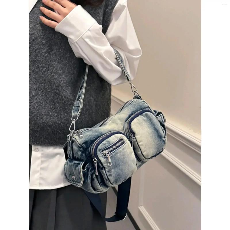 Totes Vintage Wash Denim Women Crossbody Bags Multi-pocket Design Female Shoulder Messenger Cowboy Ladies Handbag zhanyishengli