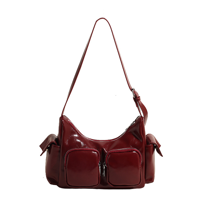 High end multi pocket motorcycle armpit for women 2024 new fashionable women's niche simple single shoulder crossbody bag