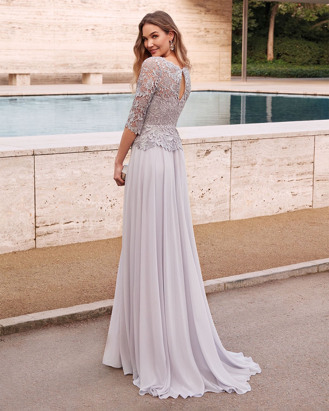 Lace Elegant Mother Of The Bride Dresses With Half Sleeves Bateau Necke Wedding Guest Dress Or Length Chiffon Evening Gowns