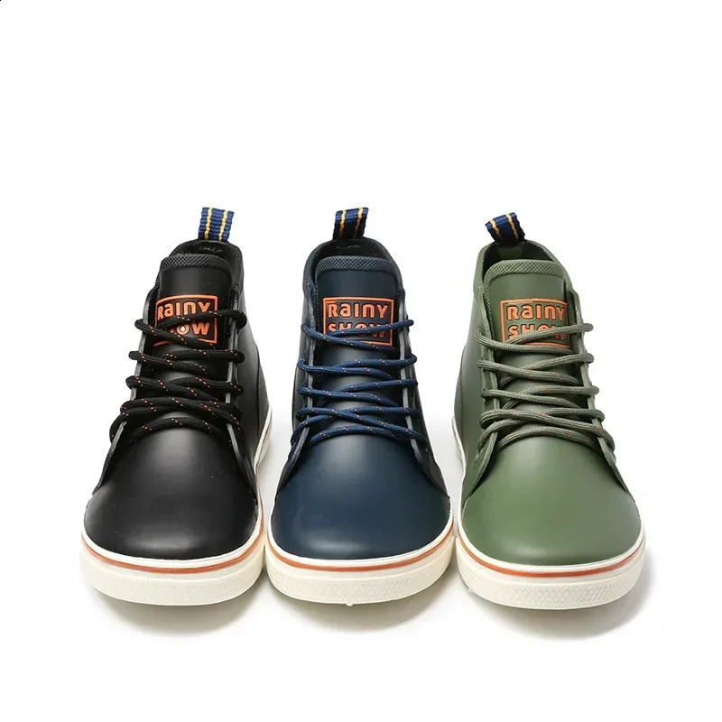 Outdoor Casual Rain Boots Men Rubber Shoes Ankle Rainboots Comfort Slip on Fishing Shoes Men Waterproof Work Boots Couple Shoes 241204
