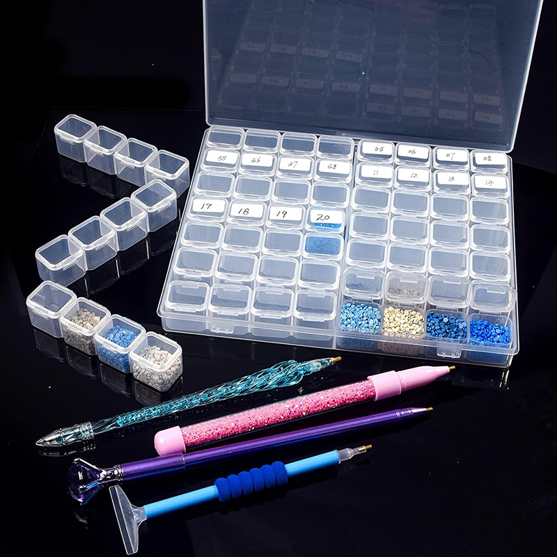 Home Storage Box Earrings Ring Jewelry Rice Beads Nail Diamond Transparent Multi-functional Storage Box