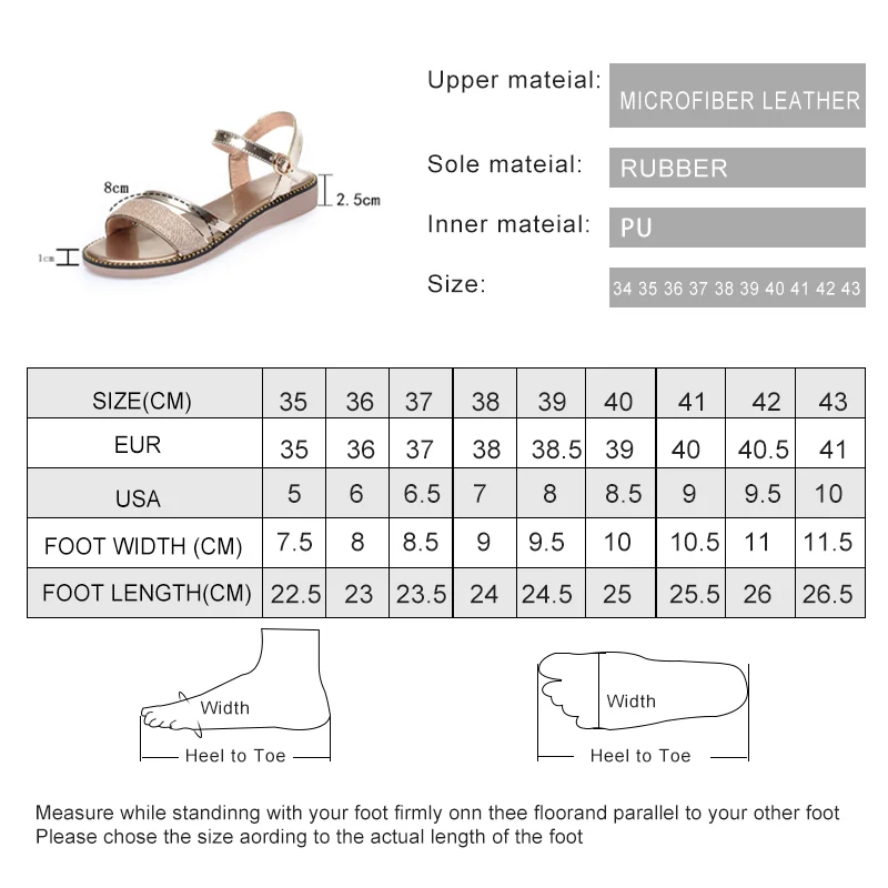 AIYUQI Women's Sandals Flat Golden Female Summer Sandals Fashion Sweet Silver Big Size Sandals Women