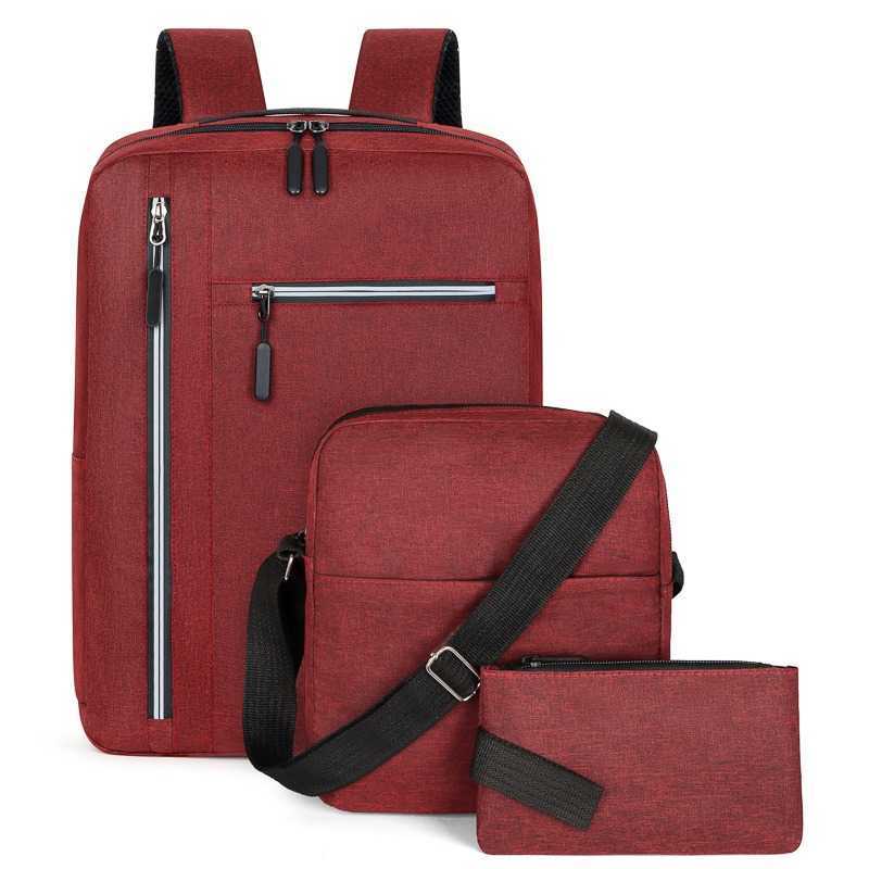 Backpack Gift Three Piece Set Korean Version Student Backpack Usb Computer Bag Men's Casual Shoulder Bag 241204