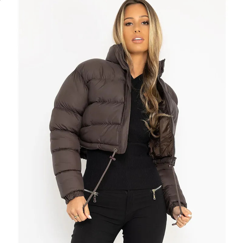 Winter Women Solid Jackets Bubble Short Crop Coats Puff Ladies Down Thick Warm Bomber Puffer Female Clothes 241203