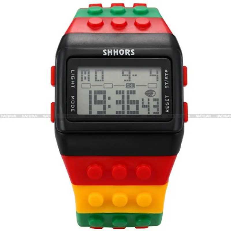 SHHORS Candy Rubber Digital Stopwatch Waterproof Mens and Womens Sports Watch LED092 X241204