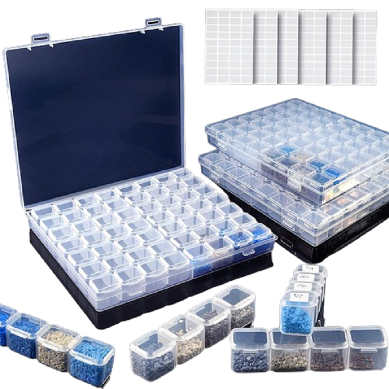 Home Storage Box Earrings Ring Jewelry Rice Beads Nail Diamond Transparent Multi-functional Storage Box