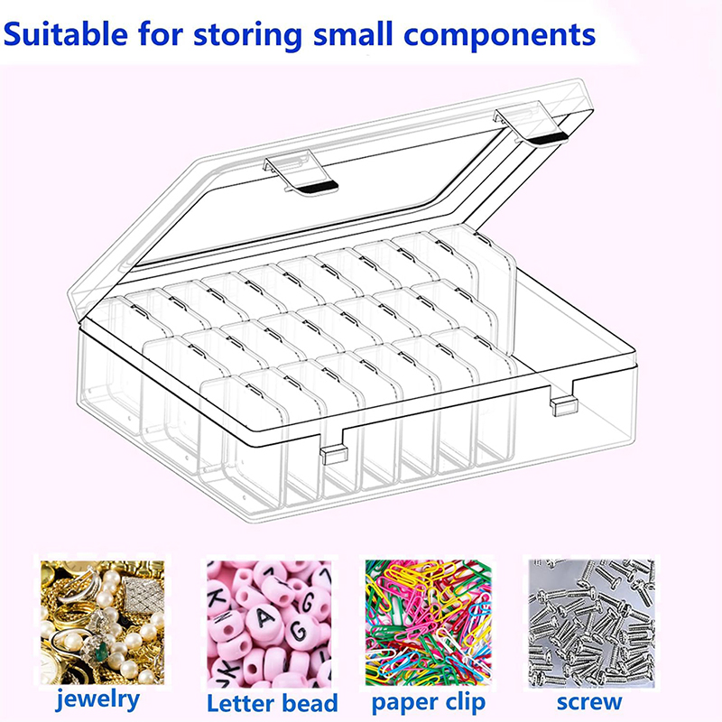 30 Grid Transparent Plastic Jewelry Storage Box Multifunctional Rectangle Desktop Storage for Household Sundries Bathroom Use