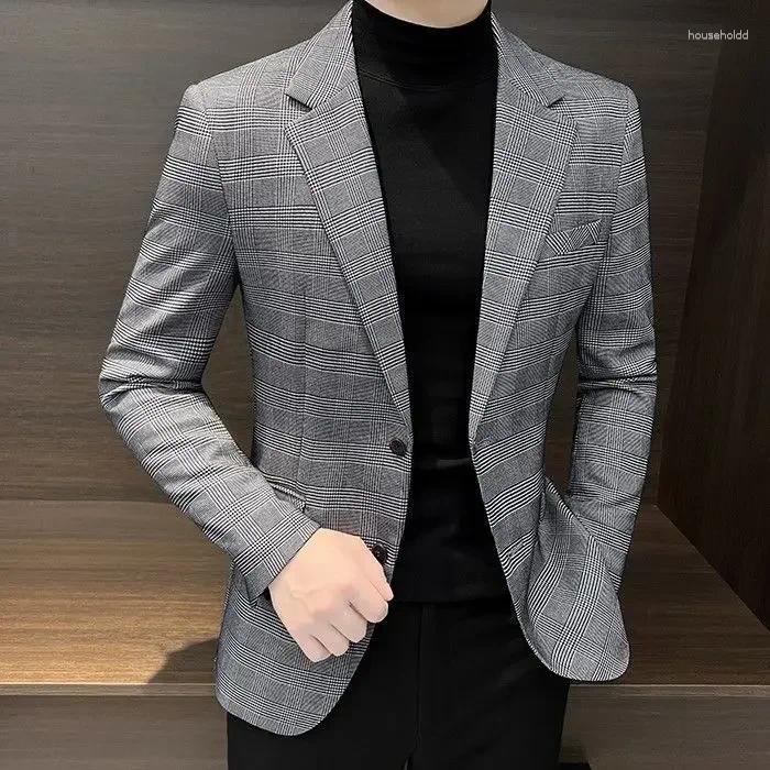 Men's Suits Spring Autumn Casual Slim Fit Male Blazer Thin Suit Jackets Vintage In Coat Classic Simple Breasted