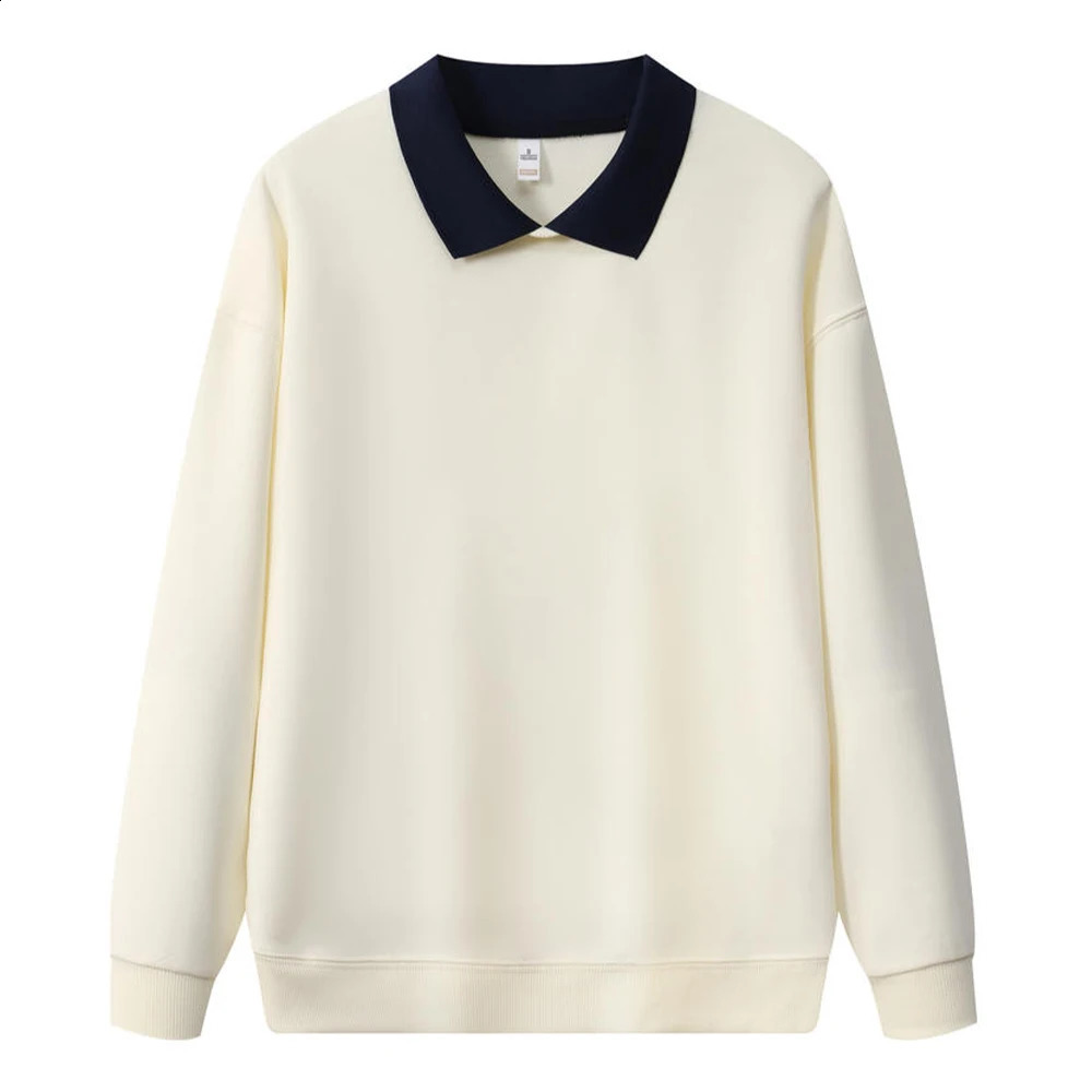 Long sleeved polo collar sweatshirt unisex sweatshirt fashionable color block patch work hoodie mens fashion Moleton Masculino 241203