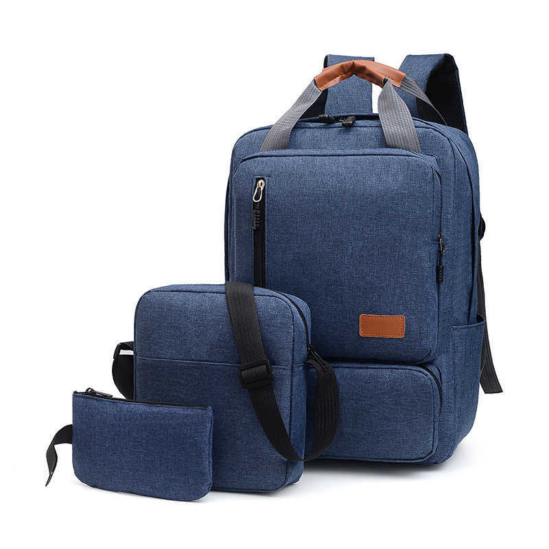 Business Backpack Three Piece Set Leisure Highcapacity Oxford Cloth Computer Bag New Load Reducing College Student Schoolbag 241204