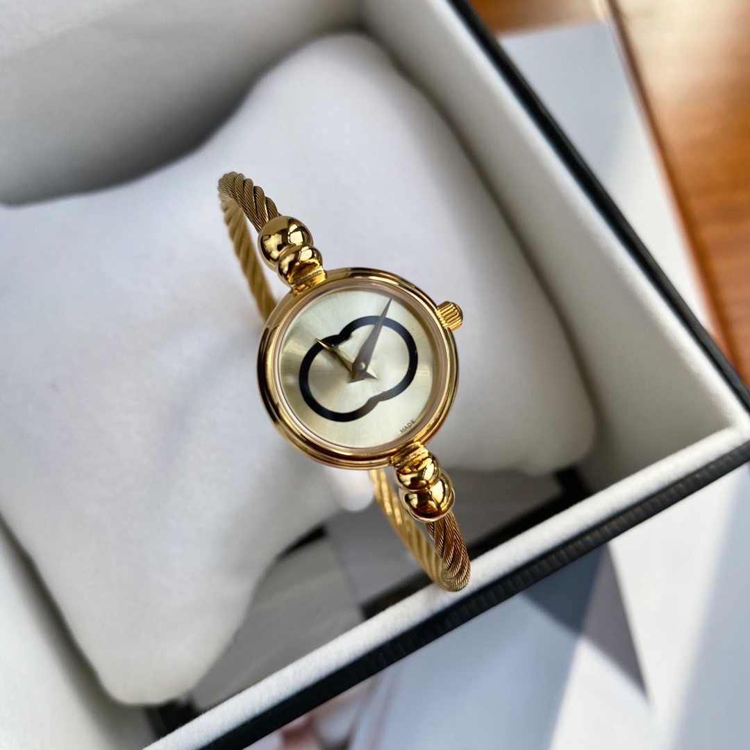 Women's Gold Fashion Letter Design Open Bracelet Adjustable Watches For women High Quality