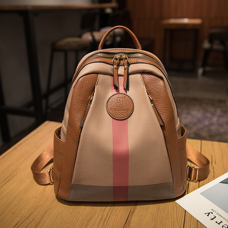 New trend French plaid printed backpack designer multifunctional casual women s backpack trendy leisure crossbody bag