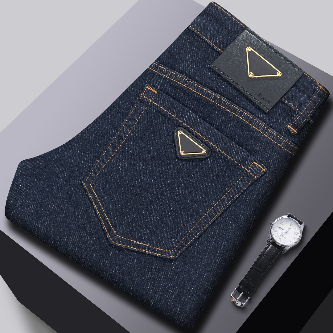 Autumn New Mens Washed Destroyed vintage men's straight classic Skinny Slim Ripped Casual Trousers Casual classic jeans