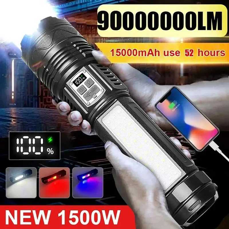 90000000LM Brightest Flashlight Torch Rechargeable Led Lighting Built-in 20000mAh Ultra Power Flashlights Tactical Torch Lantern Z241204