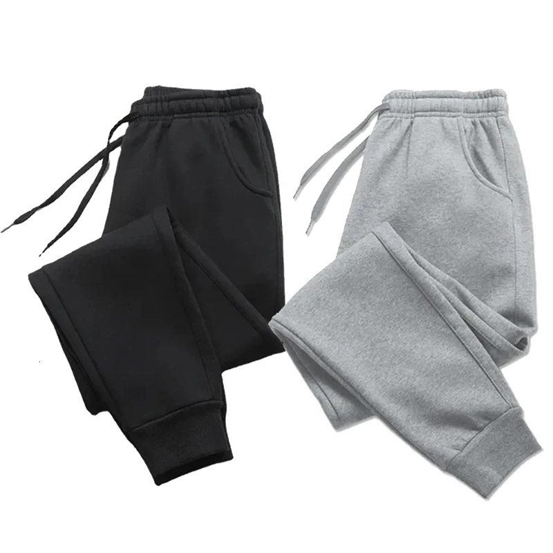 Mens Casual Pants Autumn Winter Fleece Sweatpants Men Running Jogger Sports Gym Trousers Fashion Solid Color Workout Long 241203