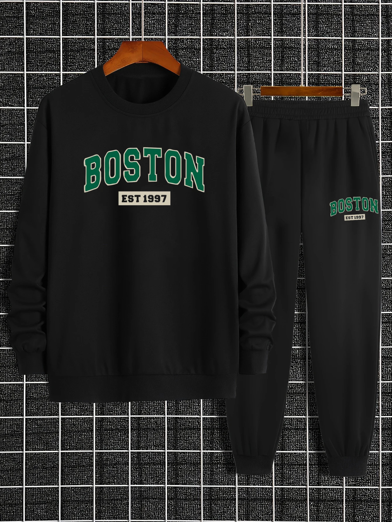 Trendy Hoodie Mens Casual Set Sweater Trouser Printed Versatile Long Sleeve Sweater Mens Sportswear 241203