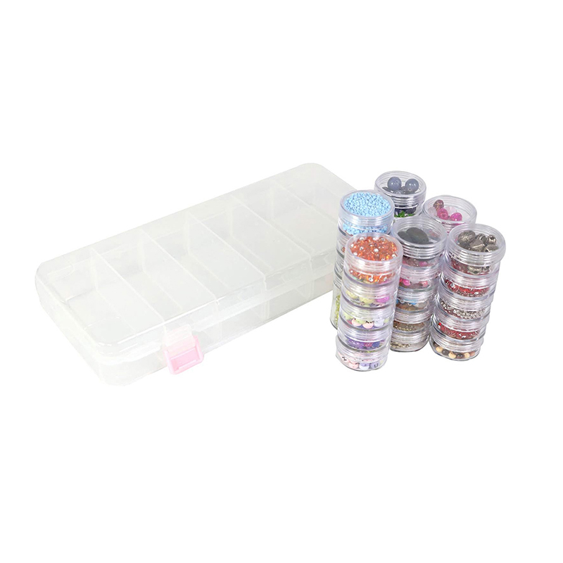 Multifunctional Storage Box Rice Beads Earrings Necklace Ring Jewelry Pills Transparent Storage Box