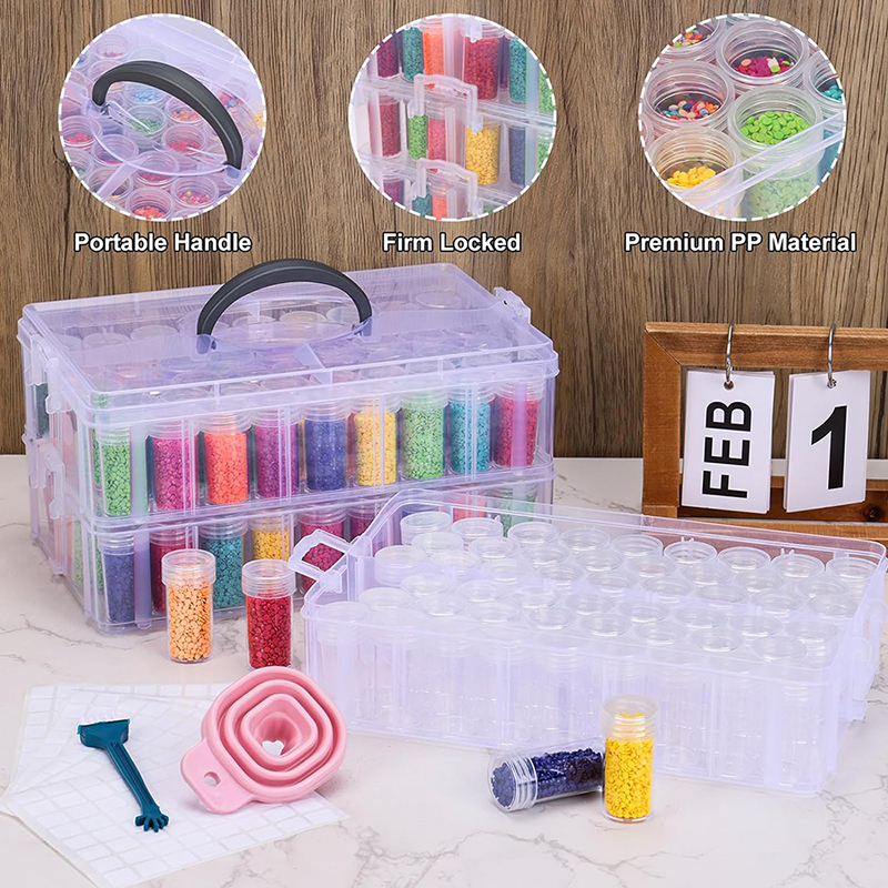 Manufacturer Direct Sales Round Bottle Storage Box Transparent Plastic Diamond Painting Rice Beads Jewelry Storage Box