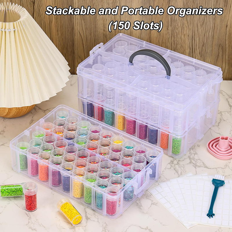 Manufacturer Direct Sales Round Bottle Storage Box Transparent Plastic Diamond Painting Rice Beads Jewelry Storage Box