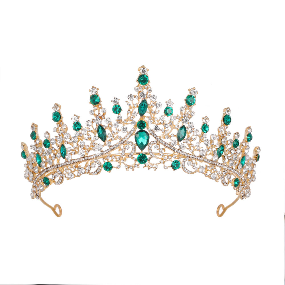 Vintage Big Bridal Crown Rhinestone Royal Wedding Queen Crowns Princess Crystal Baroque Birthday Party Tiaras For Bride Sweet 16