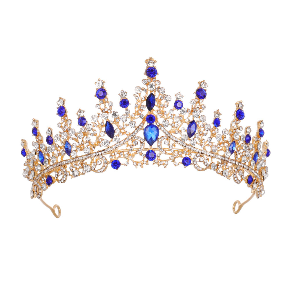 Vintage Big Bridal Crown Rhinestone Royal Wedding Queen Crowns Princess Crystal Baroque Birthday Party Tiaras For Bride Sweet 16