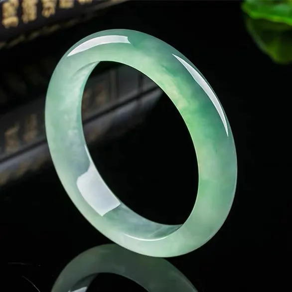 Natural Myanmar Jade Bracelet for Women ICY Glutinous Seed Floating Flower Sunshine Green Jade241204