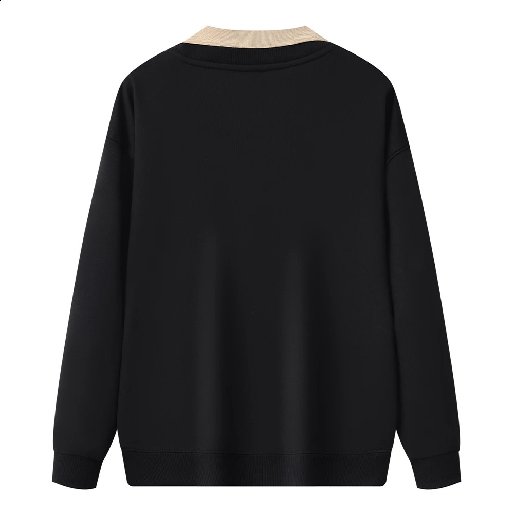 Long sleeved polo collar sweatshirt unisex sweatshirt fashionable color block patch work hoodie mens fashion Moleton Masculino 241203